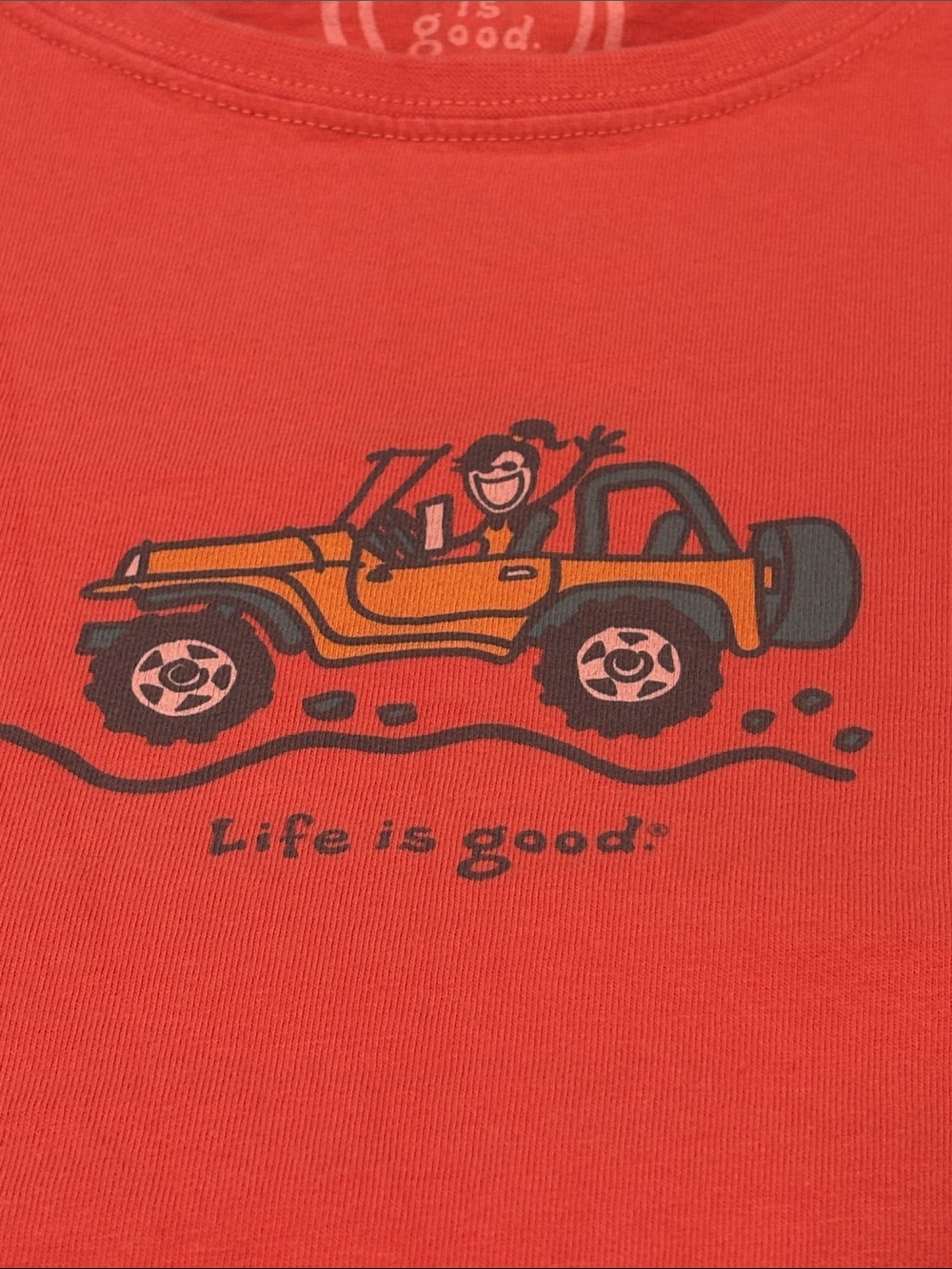 Life Is Good Coral Short-Sleeve Tee with Jeep Graphic